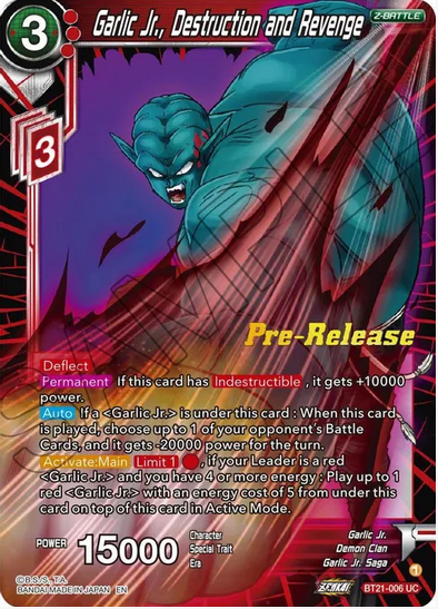 Garlic Jr., Destruction and Revenge - Pre-Release