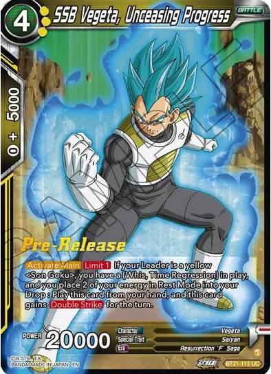 SSB Vegeta, Unceasing Progress - Pre-Release